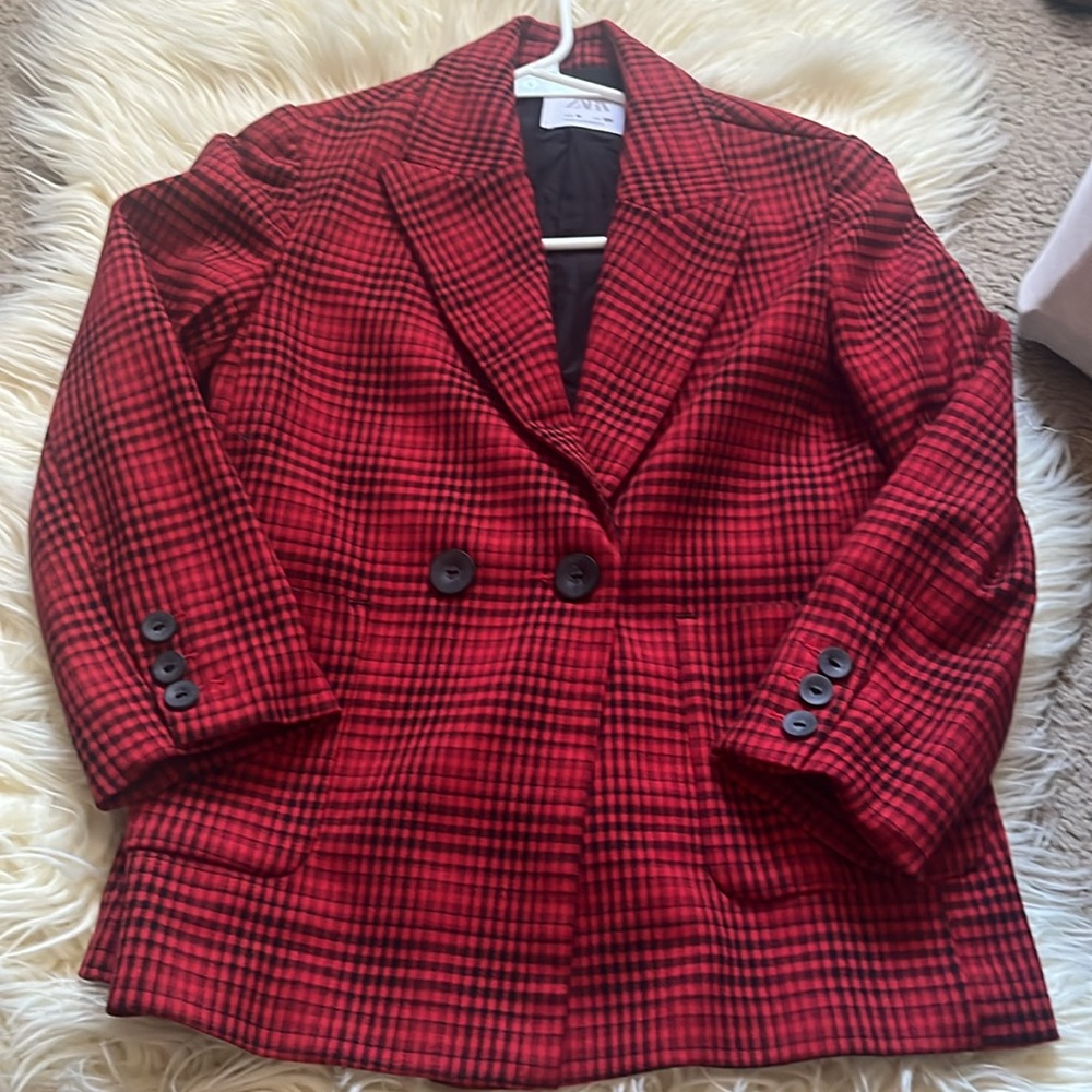 Zara girls plaid blazer
